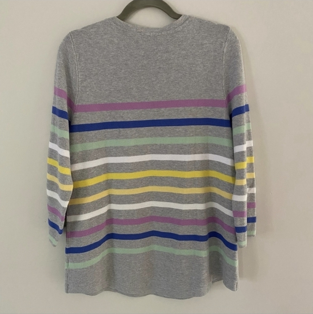 Talbots Gray Multicolor Striped Sweater - Picture 7 of 7